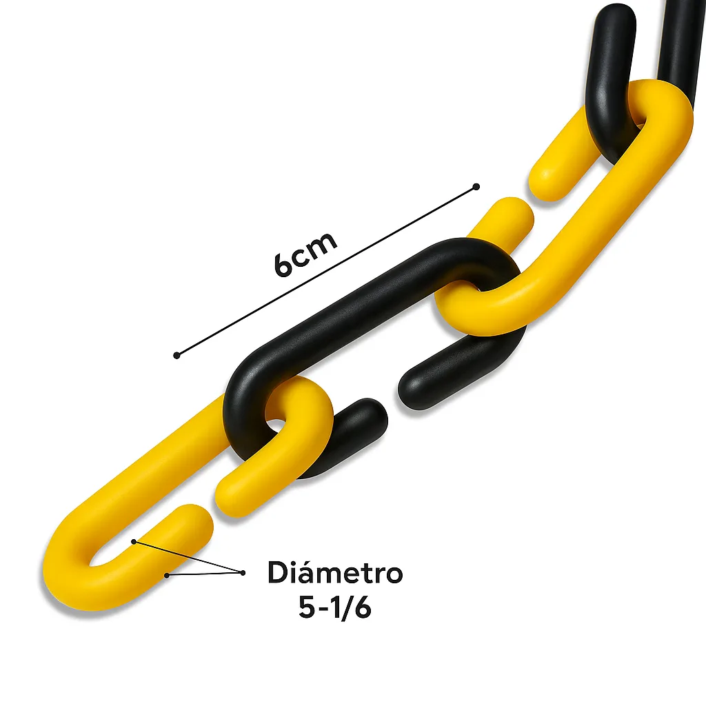 Cadena Plástica Amarilla y Negro 5/16 x 10m