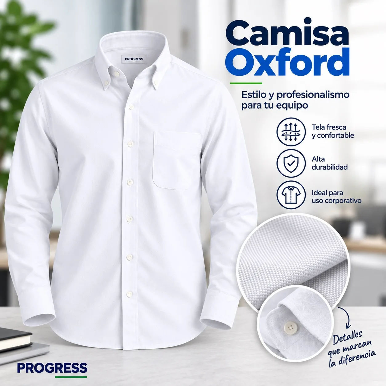 Camisa Oxford Corporativa Manga Larga